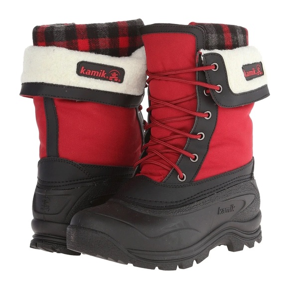 KAMIK Red & Black Plaid Cuff Boots - Picture 2 of 9